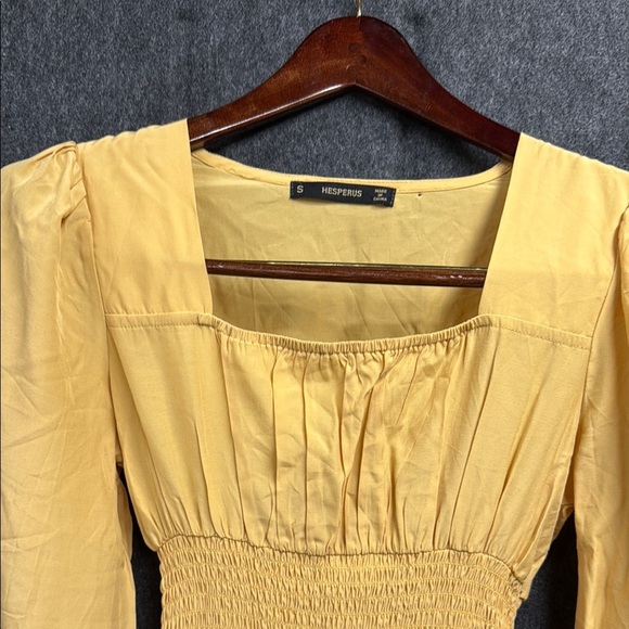 Hesperus Yellow Ruched Square Neck Sundress - Picture 2 of 6